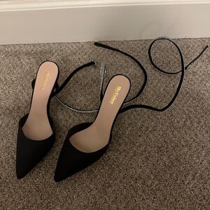 Black Ankle Wrap Heels